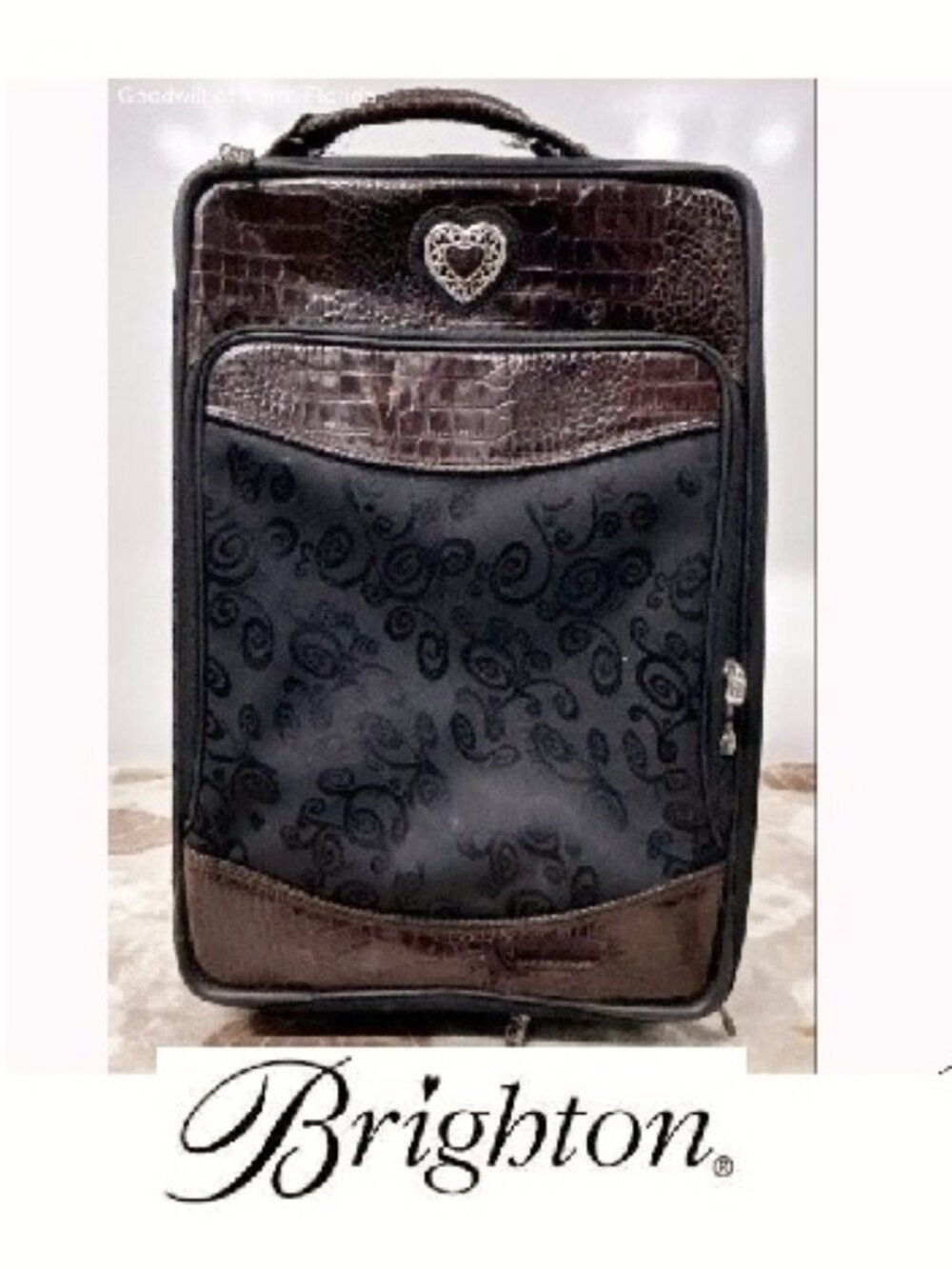 $550 Brighton 23" Brown and Black Wheeling Luggage Suitcase Travel Bag